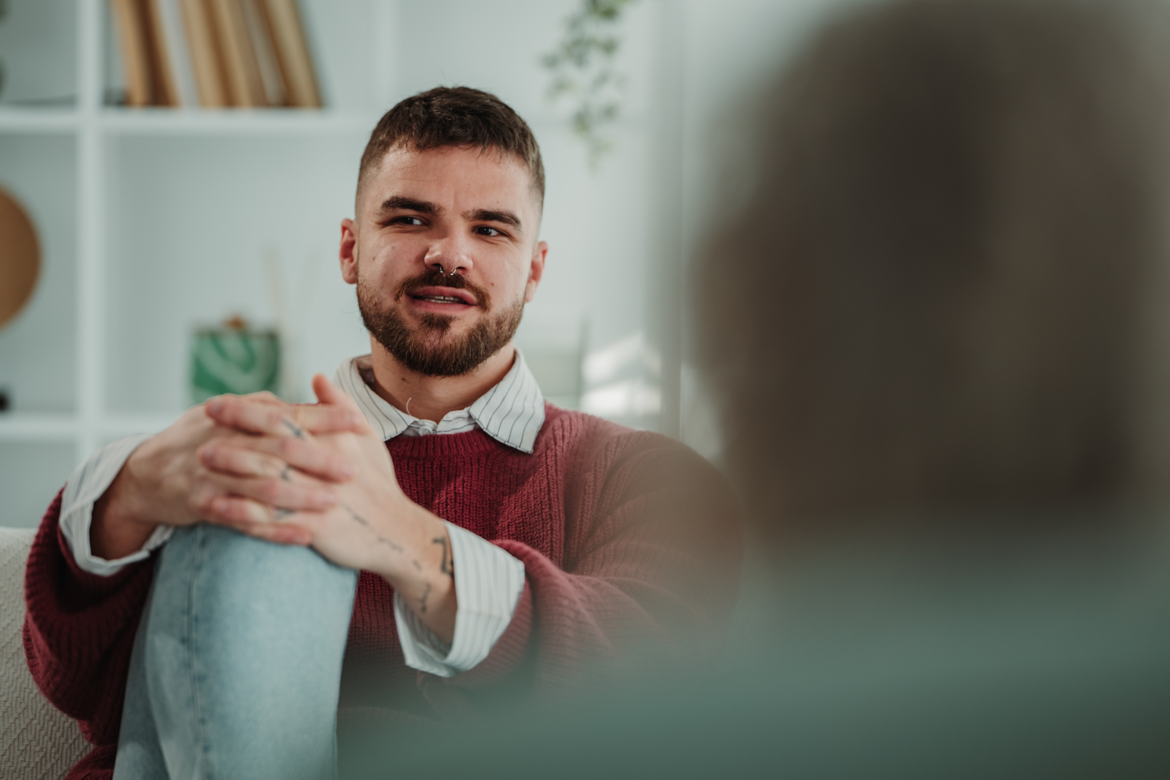 Person talking openly with their clinician